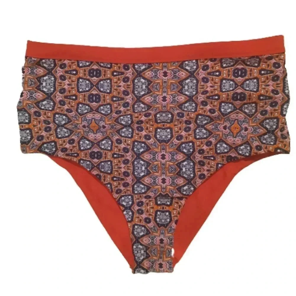 MINKPINK red & blue high-waisted bikini bottoms Size Small